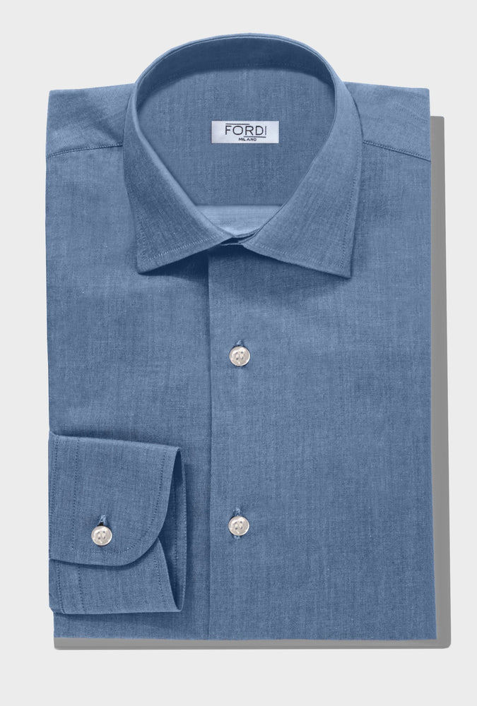 Cotton - Light Denim Look Poplin Shirt