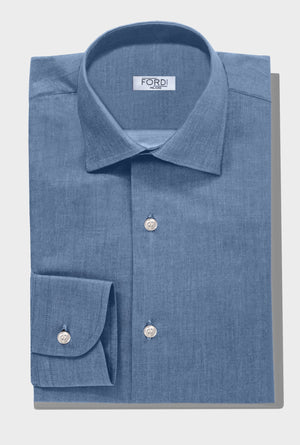 
                  
                    Cotton - Light Denim Look Poplin Shirt
                  
                